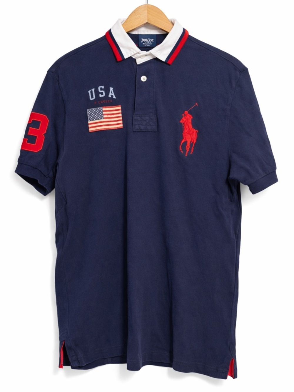 Polo by Ralph Lauren Navy Polo with Red Accents and White Collar